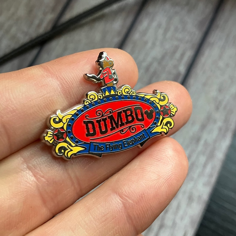 Timothy & Dumbo the Flying Elephant Attraction Sign Disney Hidden Mickey Pin